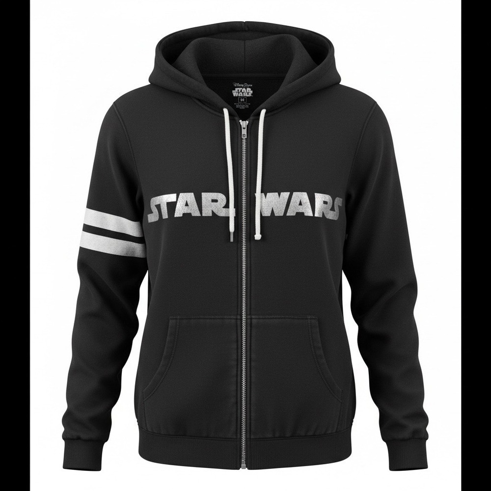 Star Wars Hoodie Men M Medium Black Disney Parks Full Zip with Pockets